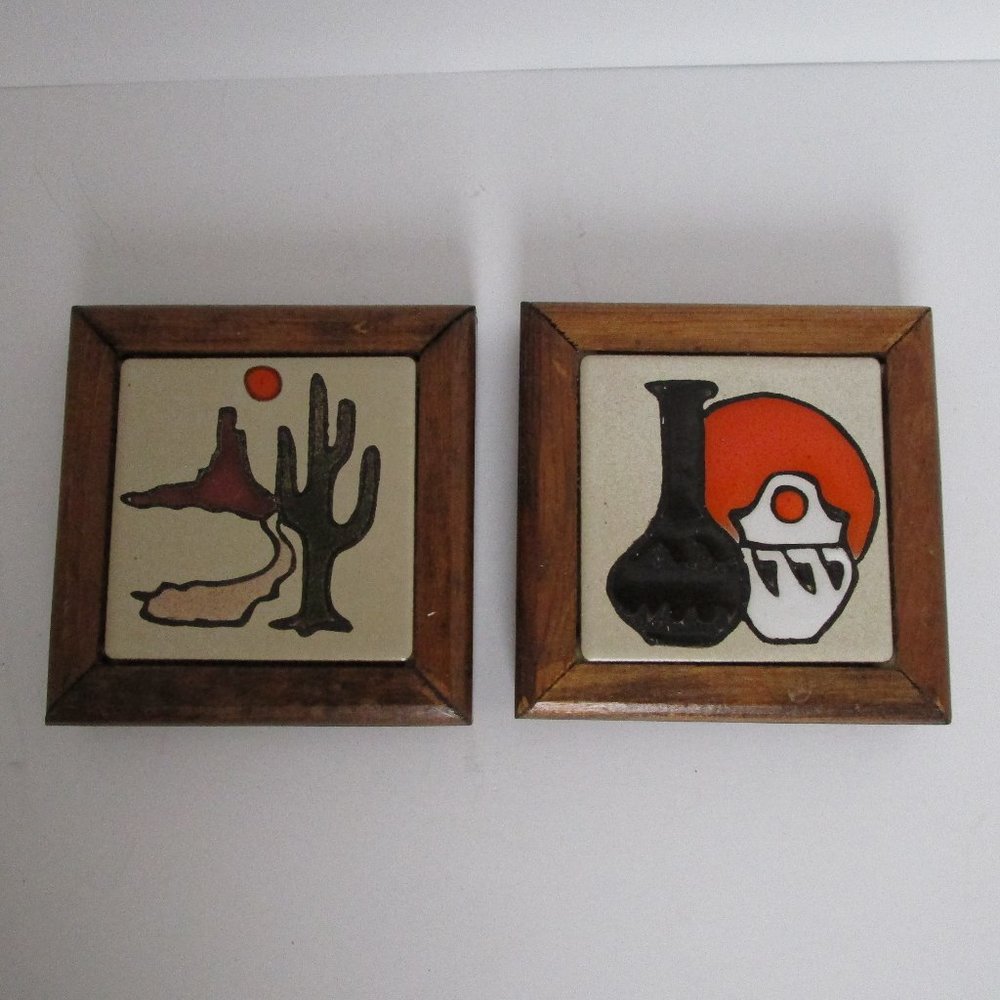 vintage framed ceramic tile coasters